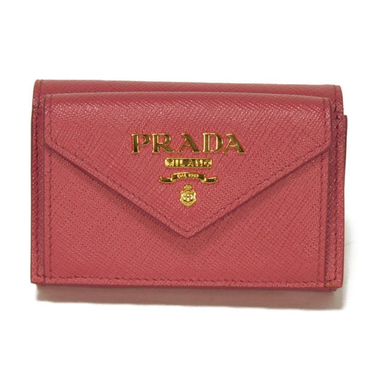 PRADA Tri-fold wallet 1MH021 ZLP F0HYI Safiano leather (stamped) Peonia x Begonia logo metal Saffiano Mini Wallet