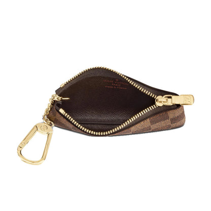 LOUIS VUITTON Key case Key holder  N62658 Damier canvas, leather Ebene Pochette Cre