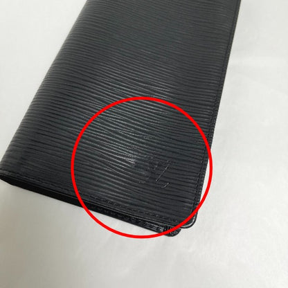 LOUIS VUITTON Long Wallet Purse M63212 Epi Leather Noir Epi Porto Cartes Crdit
