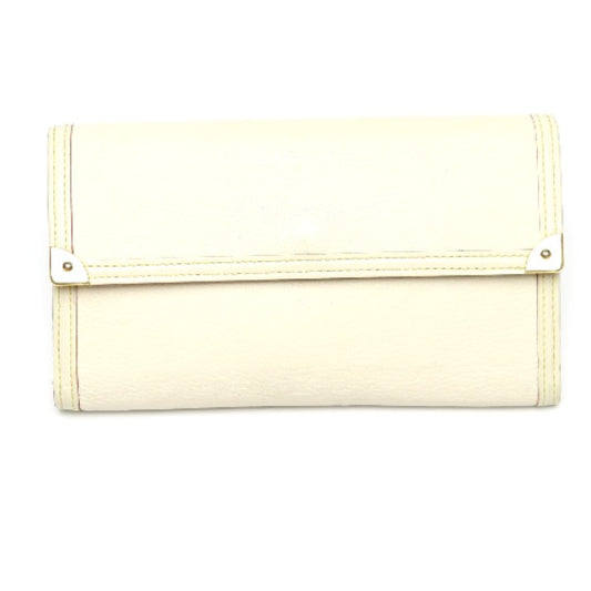 LOUIS VUITTON Long Wallet Purse M91839 Goat leather white Suhari Porto Tresol International Bron