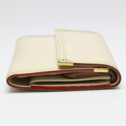LOUIS VUITTON Long Wallet Purse M91839 Goat leather white Trifold purse Suhari Porto Tresol International Bron Women Used Authentic