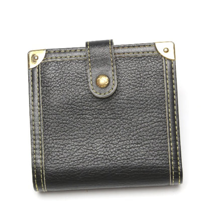 LOUIS VUITTON Bifold Wallet M91828 leather black Suhari Compact zip