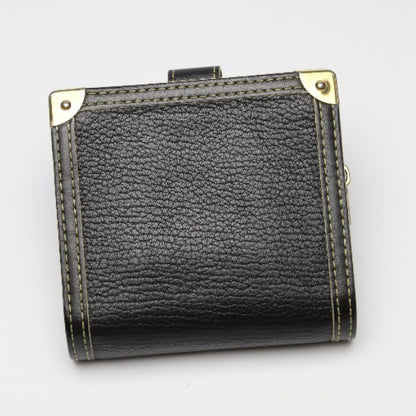 LOUIS VUITTON Bifold Wallet M91828 leather black Suhari Compact zip