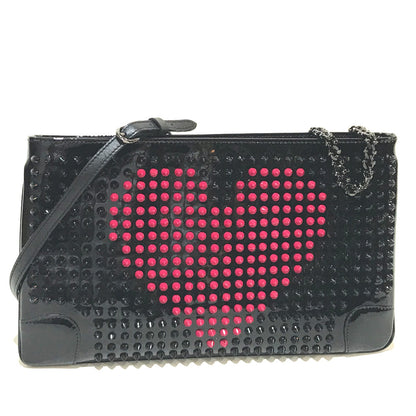 Christian Louboutin Clutch bag Patent leather black Spike Tads Rubi Posh Valentine Women Used Authentic