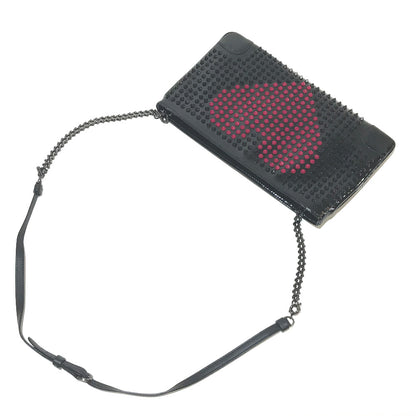 Christian Louboutin Clutch bag Patent leather black Spike Tads Rubi Posh Valentine Women Used Authentic
