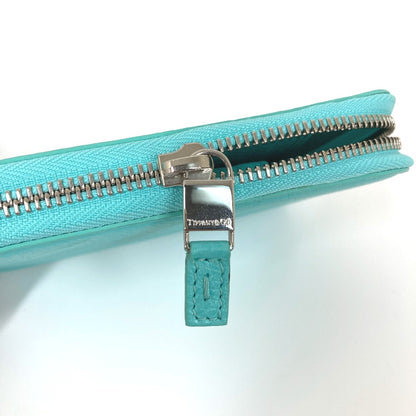 TIFFANY&Co. Card Case leather blue Business card holder, Pass case, Billfold Bi-fold pouch Women Used Authentic