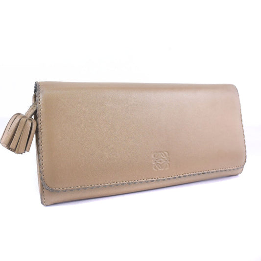 LOEWE Long Wallet Purse 182N81.F13 lambskin beige Women Used Authentic