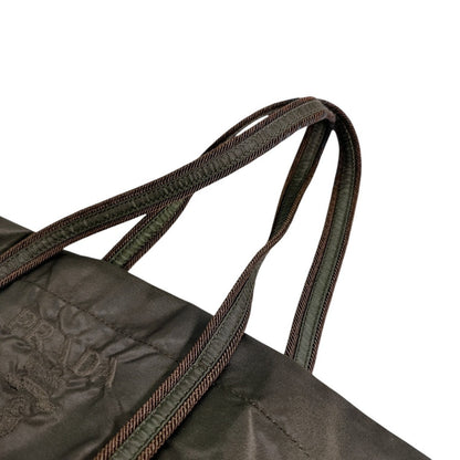 PRADA Handbag BR0977 Nylon khaki Logo embroidery