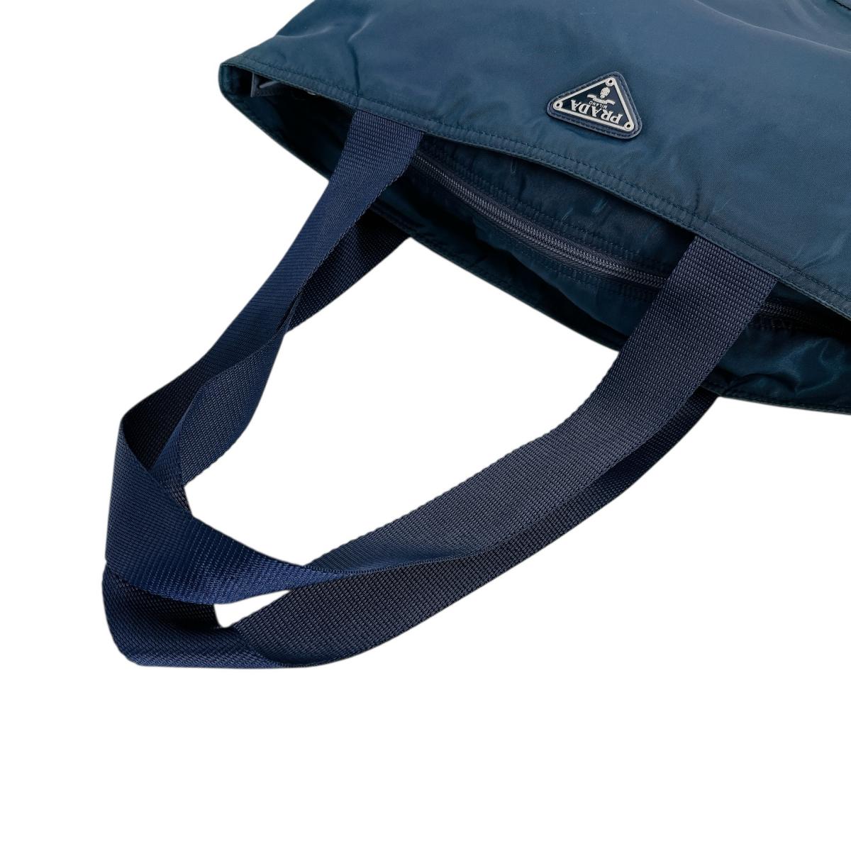 PRADA Tote Bag Nylon blue Commuting to school Large enough to fit A4 size paper