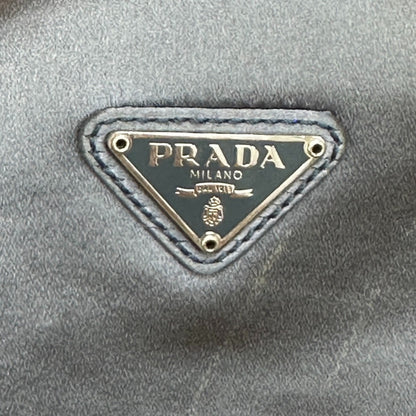 PRADA Shoulder Bag Satin Light Gray Triangle logo Silk satin
