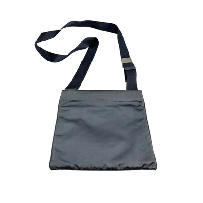 PRADA Shoulder Bag Satin Light Gray Triangle logo Silk satin