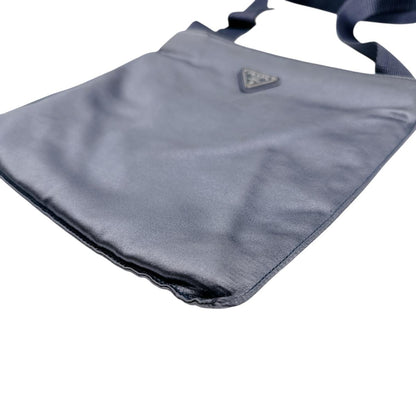 PRADA Shoulder Bag Satin Light Gray Triangle logo Silk satin
