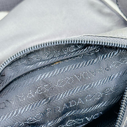 PRADA Shoulder Bag Satin Light Gray Triangle logo Silk satin