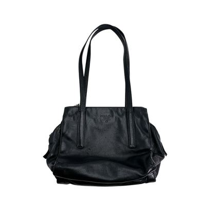 PRADA Tote Bag leather black Logo embossed