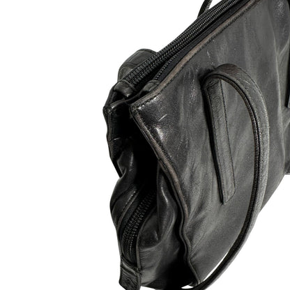 PRADA Tote Bag leather black Logo embossed