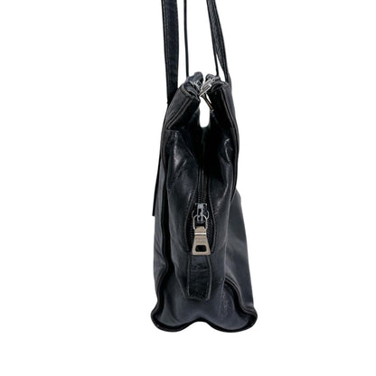 PRADA Tote Bag leather black Logo embossed