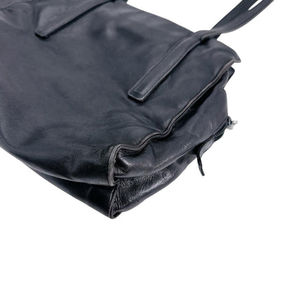 PRADA Tote Bag leather black Logo embossed
