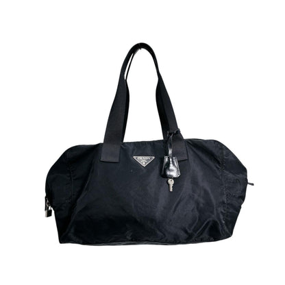 PRADA Boston Duffel bag Nylon black Plain Travel bag Duffle bag