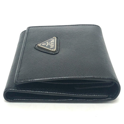 PRADA Trifold wallet M176A Safiano leather black triangle plate