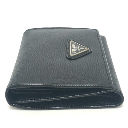 PRADA Trifold wallet M176A Safiano leather black triangle plate