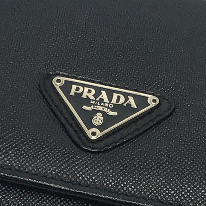 PRADA Trifold wallet M176A Safiano leather black triangle plate