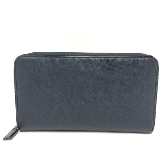 PRADA Long Wallet Purse 2ML188 Safiano leather blue logo