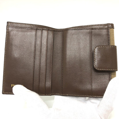 PRADA Trifold wallet 1MH523 Jacquard Brown ribbon logo