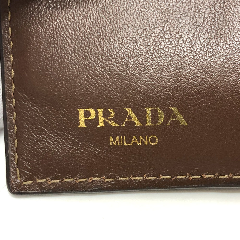 PRADA Trifold wallet 1MH523 Jacquard Brown ribbon logo