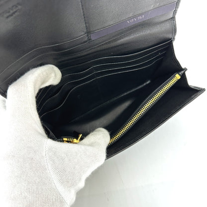 PRADA Long Wallet Purse 1M1132 leather black logo Gathered