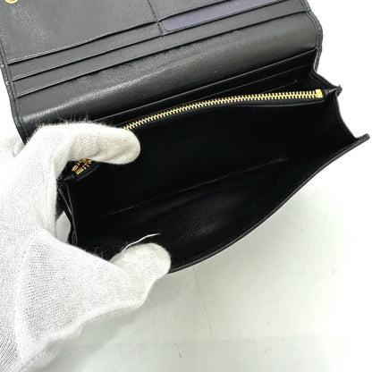 PRADA Long Wallet Purse 1M1132 leather black logo Gathered