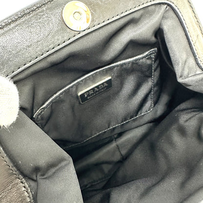 PRADA Handbag Nylon / leather black Evening bear