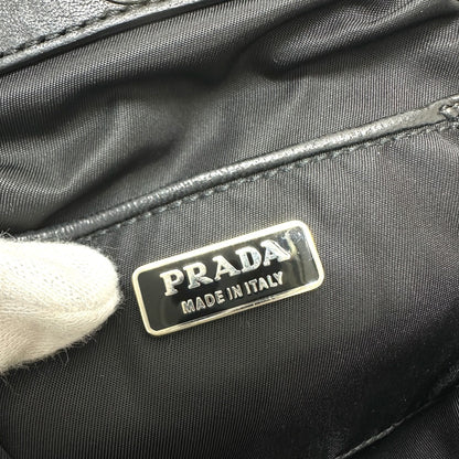 PRADA Handbag Nylon / leather black Evening bear