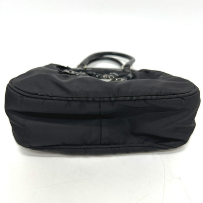 PRADA Handbag Nylon / leather black Evening bear