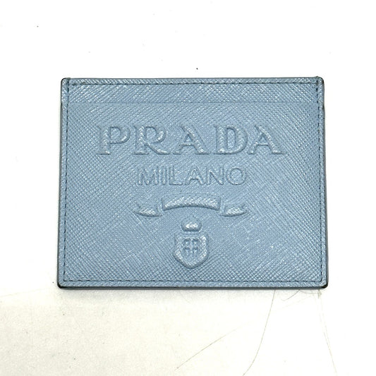 PRADA Card Case 1MC025 Safiano leather Light blue Embossed logo