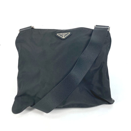 PRADA Shoulder Bag Nylon black Crossbody pochette bag Triangle logo plate