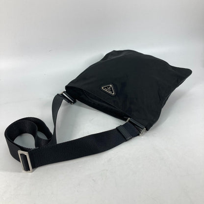 PRADA Shoulder Bag Nylon black Crossbody pochette bag Triangle logo plate