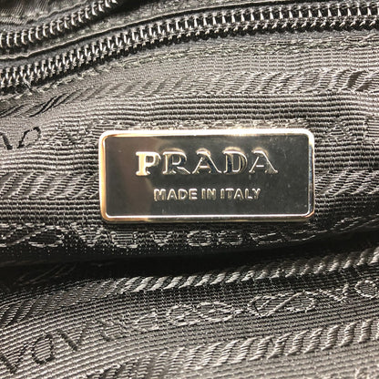 PRADA Shoulder Bag Nylon black Triangle With logo unisex(Unisex) Used Authentic
