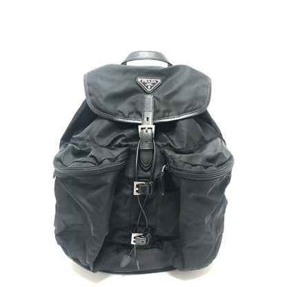 PRADA Backpack Ｖ130 Nylon black Double pocket
