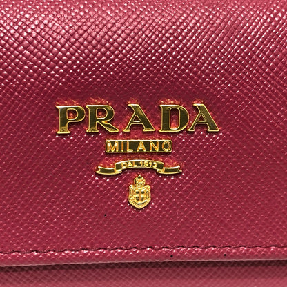 PRADA Key case Key holder  1M0223 Safiano leather pink logo Women Used Authentic
