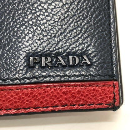 PRADA Long Wallet Purse 2MV015 leather blue Long wallet Vitero Micrograss