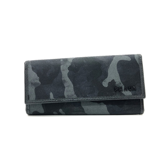 PRADA Key case Key holder  Nylon black Camouflage camouflage