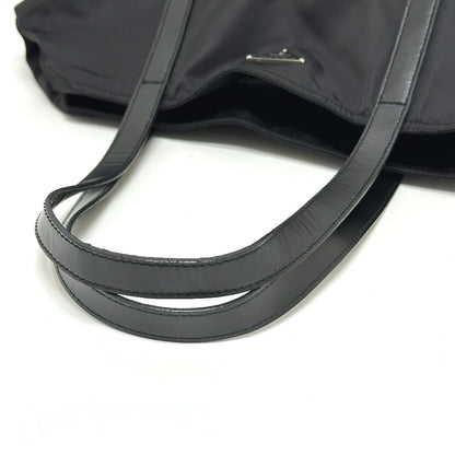 PRADA Tote Bag Nylon black Triangular plate