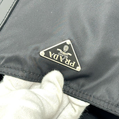 PRADA Tote Bag Nylon black Triangular plate