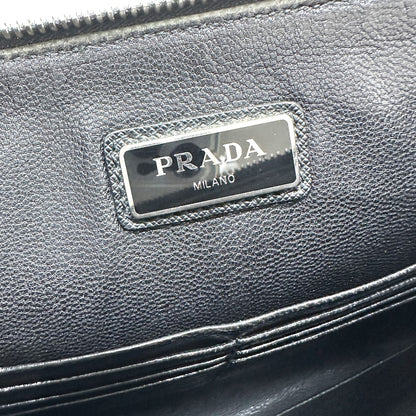 PRADA Clutch bag 2NG001 Safiano leather black logo rabbit