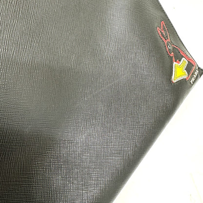 PRADA Clutch bag 2NG001 Safiano leather black logo rabbit