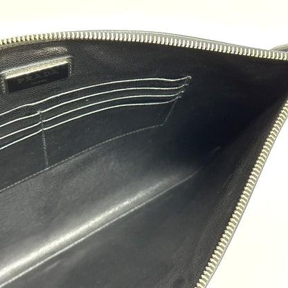 PRADA Clutch bag 2NG001 Safiano leather black logo rabbit