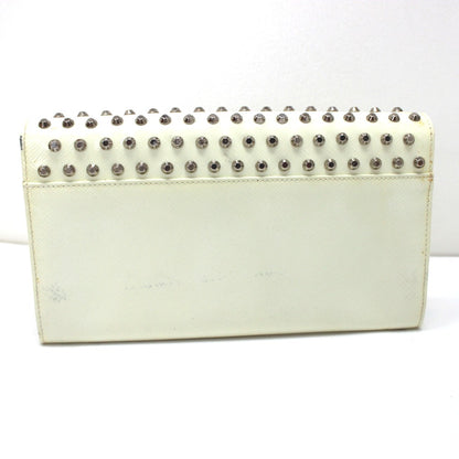PRADA Long Wallet Purse leather white Wallet bag Studs