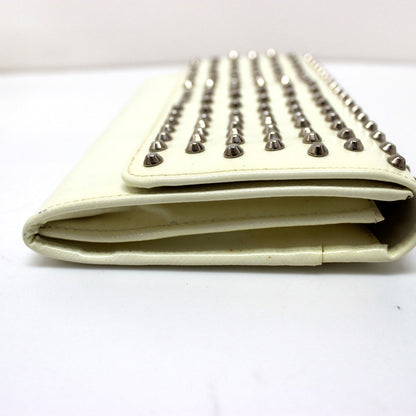 PRADA Long Wallet Purse leather white Wallet bag Studs