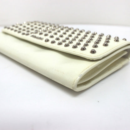 PRADA Long Wallet Purse leather white Wallet bag Studs