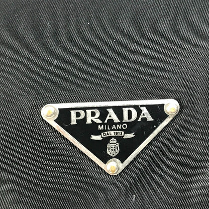 PRADA Handbag Patent leather, nylon, velour black By color logo drawstring bag triangle logo triangular logo plate